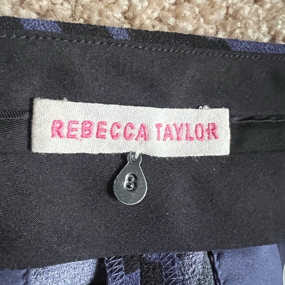 Rebecca Taylor Black and Blue Zebra Print Pants size 8 - Picture 3 of 3